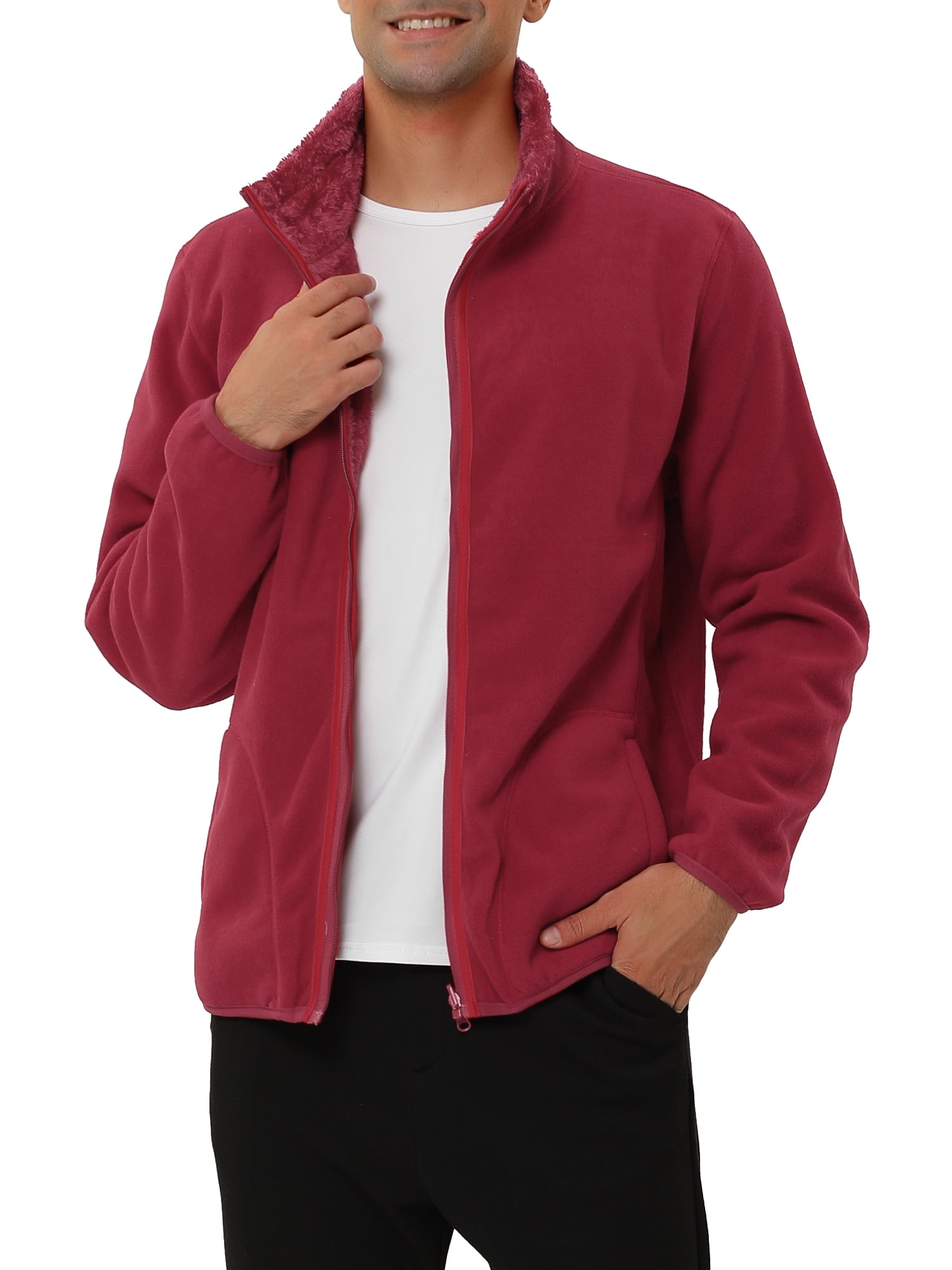 Unique Bargains Men's Winter Long Sleeved FullZip Fleece Jacket