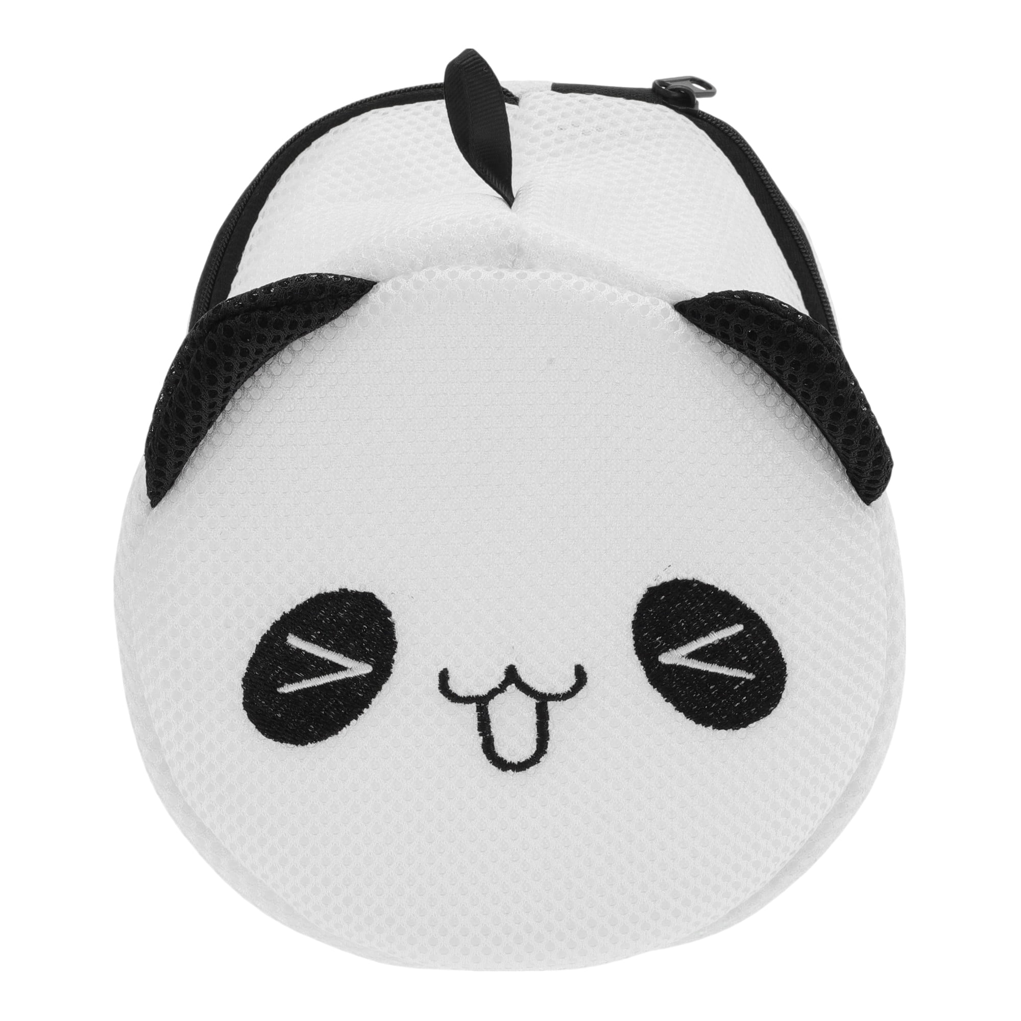 Unique Bargains Mesh Laundry Bag with Hanging Loop and Zipper Closure Panda