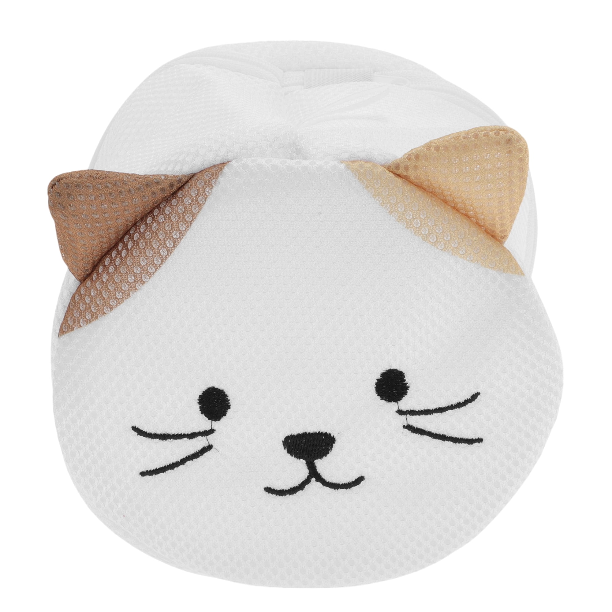 Unique Bargains Mesh Laundry Bag with Hanging Loop and Zipper Closure Yellow Cat