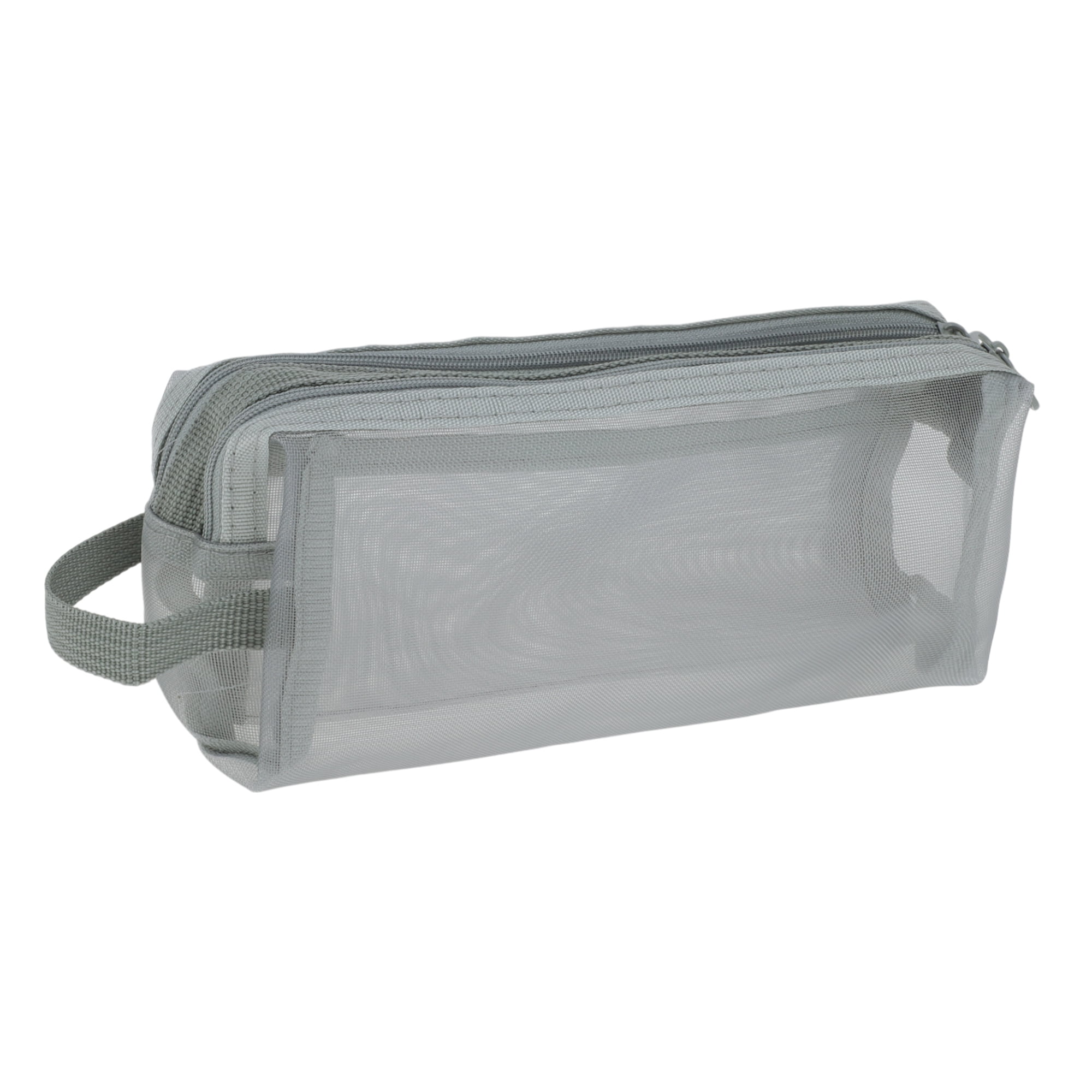 Unique Bargains Mesh Pen Bag, Zipper Mesh Pouch, Multifunctional Pencil Case Gray 8.27"x2.95"x2.95"