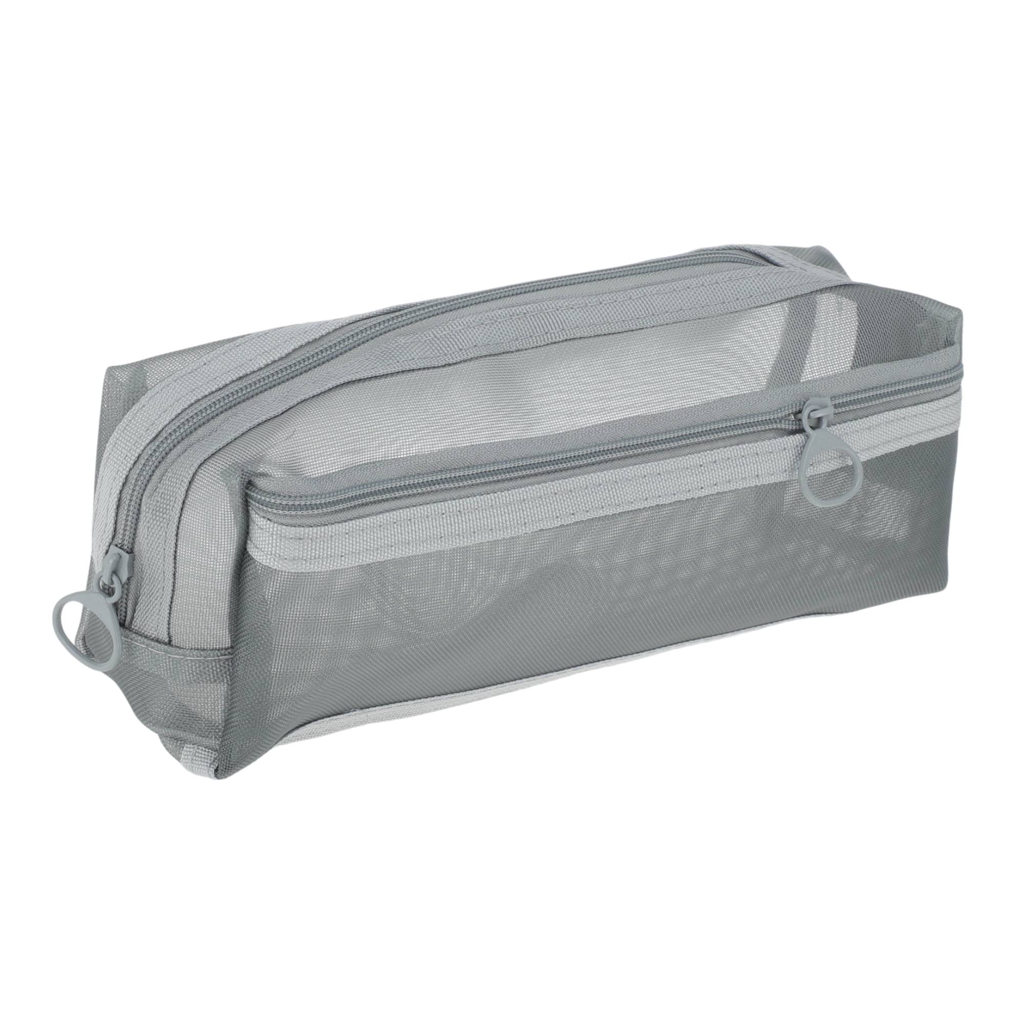 Unique Bargains Mesh Pen Bag, Zipper Mesh Pouch, Multifunctional Pencil Case Gray 8.66"x1.97"x2.76"