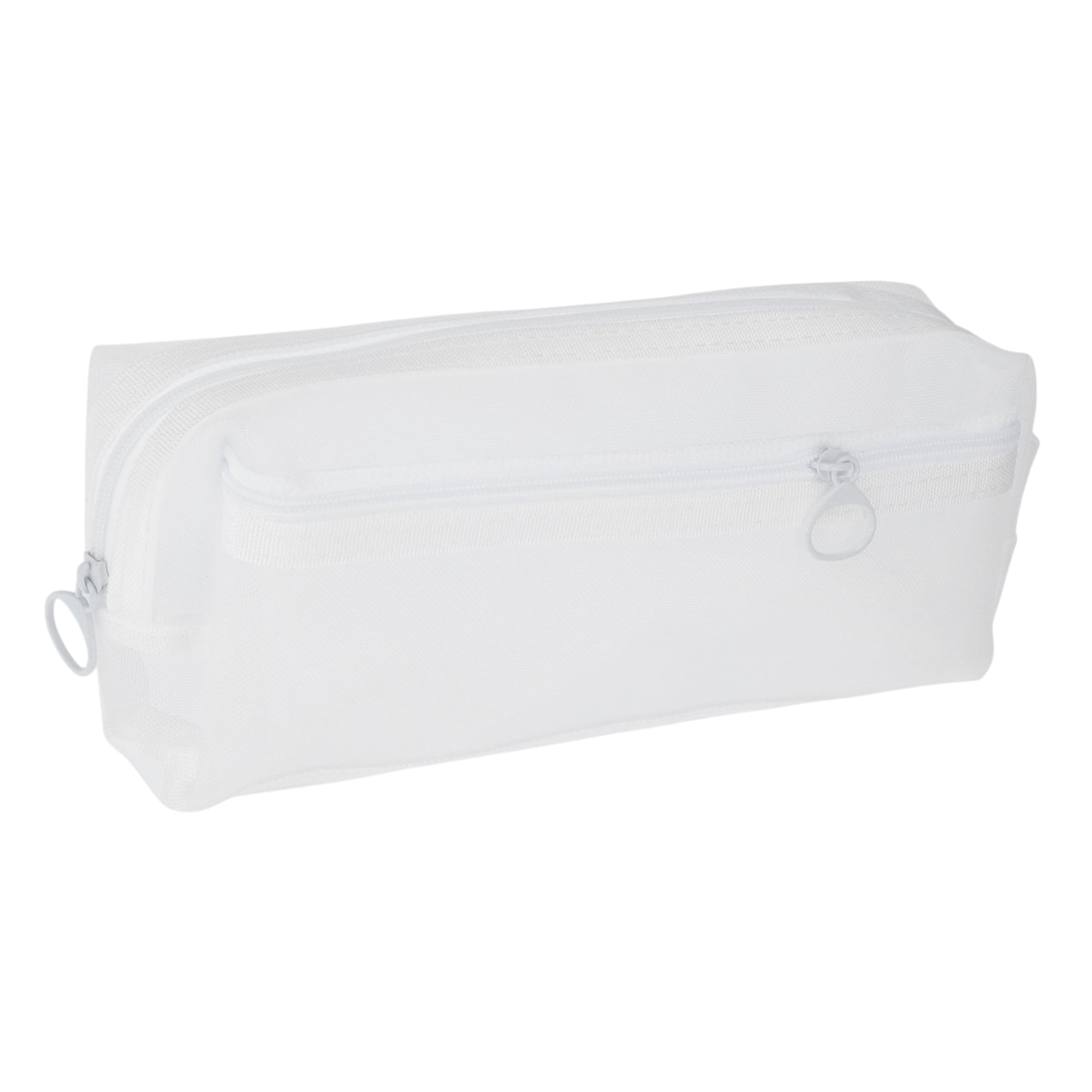 Unique Bargains Mesh Pen Bag, Zipper Mesh Pouch Pencil Case White 8.66"x1.97"x2.76"