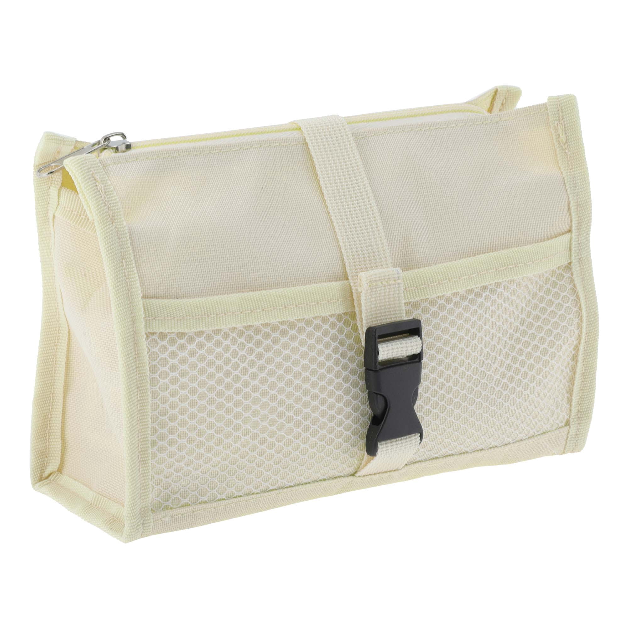 Unique Bargains Mesh Style Aesthetic Pen Bag Organizer Beige