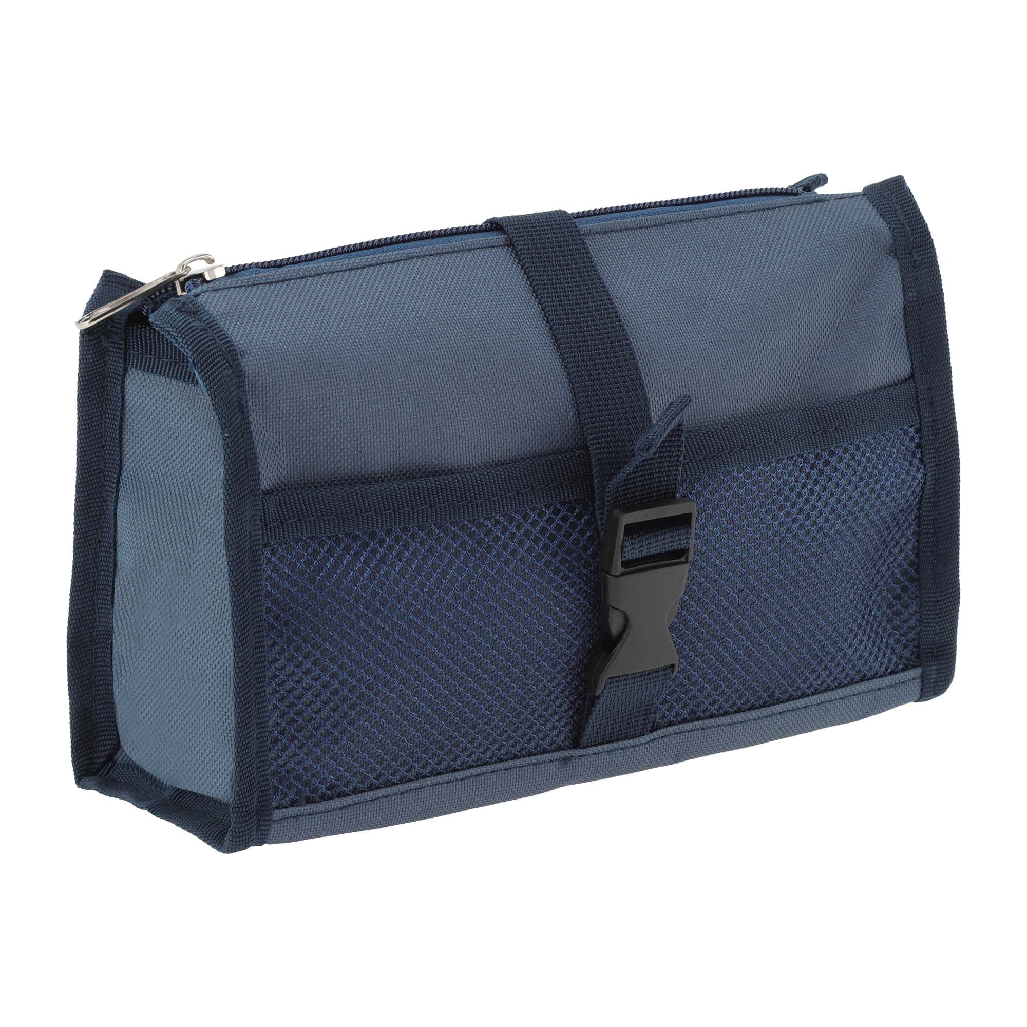 Unique Bargains Mesh Style Aesthetic Pen Bag Organizer Dark Blue