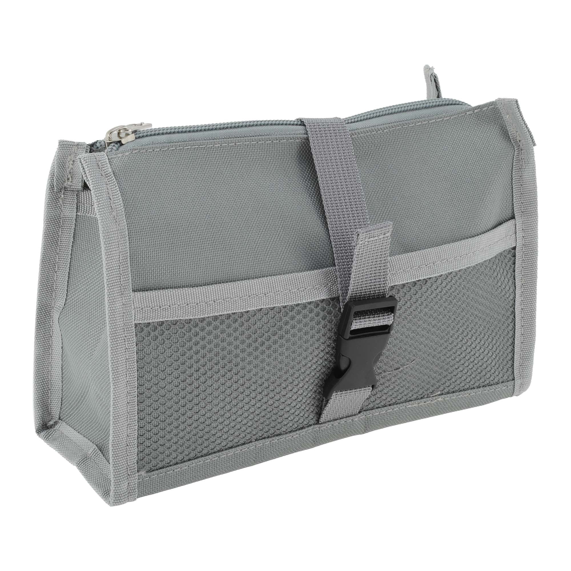 Unique Bargains Mesh Style Aesthetic Pen Bag Organizer Gray