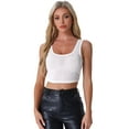 thumbnail image 1 of Unique Bargains Mesh Top for Women's Sleeveless Scoop Neck Crop Tops XS White, 1 of 6