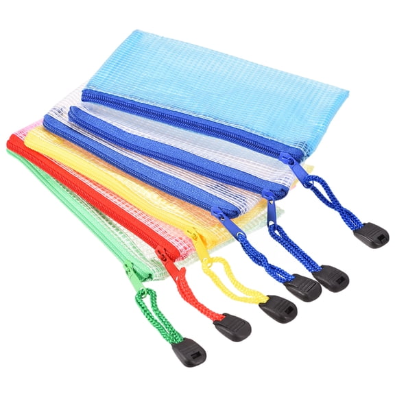 Unique Bargains Mesh Zipper Bag File Document Pocket Bill Pouch Folder 12cm x 16cm 6Pcs