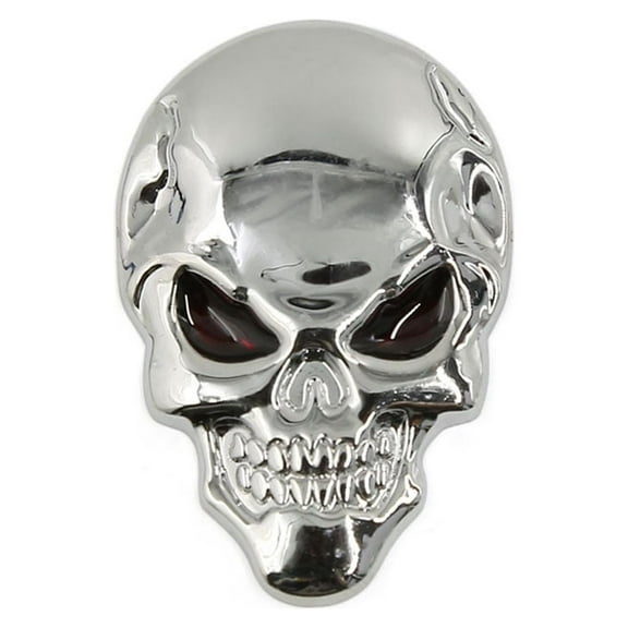 Unique Bargains Metal 3D Skull Bone Shaped Adhesive Car Exterior Decorate Sticker Silver Tone
