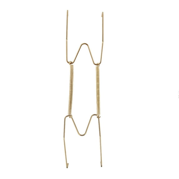 Unique Bargains Metal 8.3 to 10 Inch Spring Plate Hangers Wall Rack Hook Stand Display Gold Tone