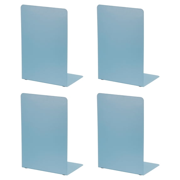 Unique Bargains Metal Bookend with L Shape Design 5.35"x3.74"x7.68" 2 Set Blue