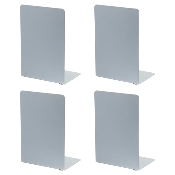 Unique Bargains Metal Bookend with L Shape Design 5.35"x3.74"x7.68" 2 Set Grey