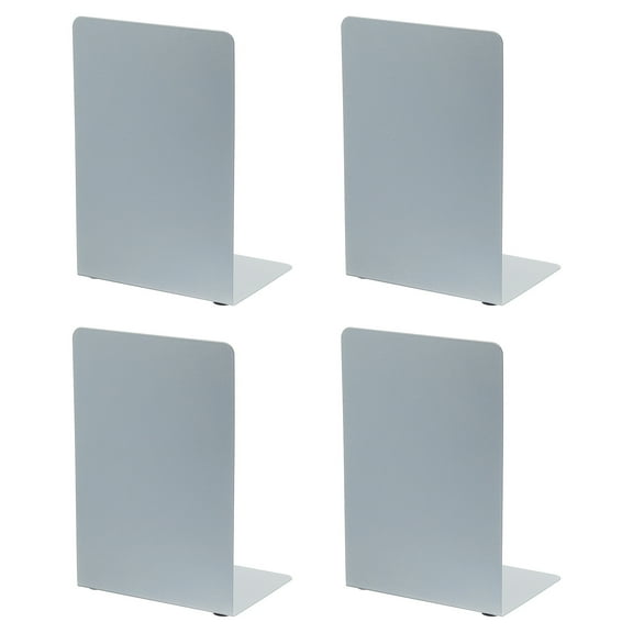 Unique Bargains Metal Bookend with L Shape Design 5.35"x3.74"x7.68" 2 Set Grey