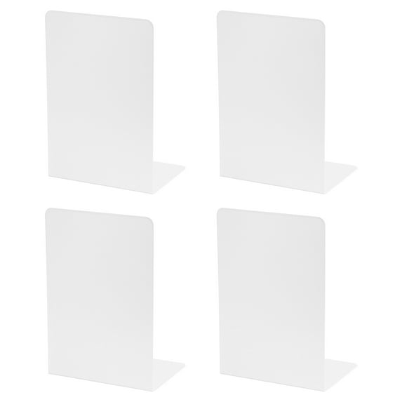 Unique Bargains Metal Bookend with L Shape Design 5.35"x3.74"x7.68" 2 Set White