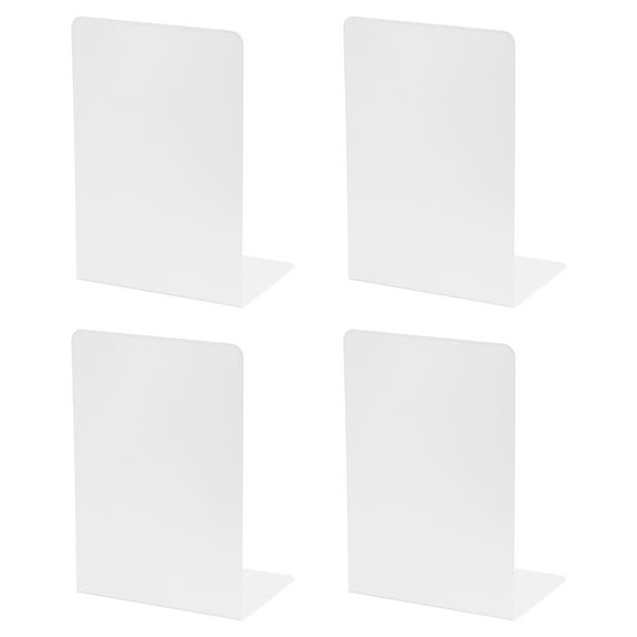 Unique Bargains Metal Bookend with L Shape Design 5.35"x3.74"x7.68" 2 Set White
