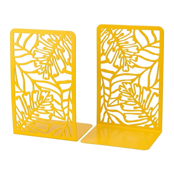 Unique Bargains Decorative Metal Large Non-Skid Book Ends for Shelves Gold 4.7"x3.2"x7.3"