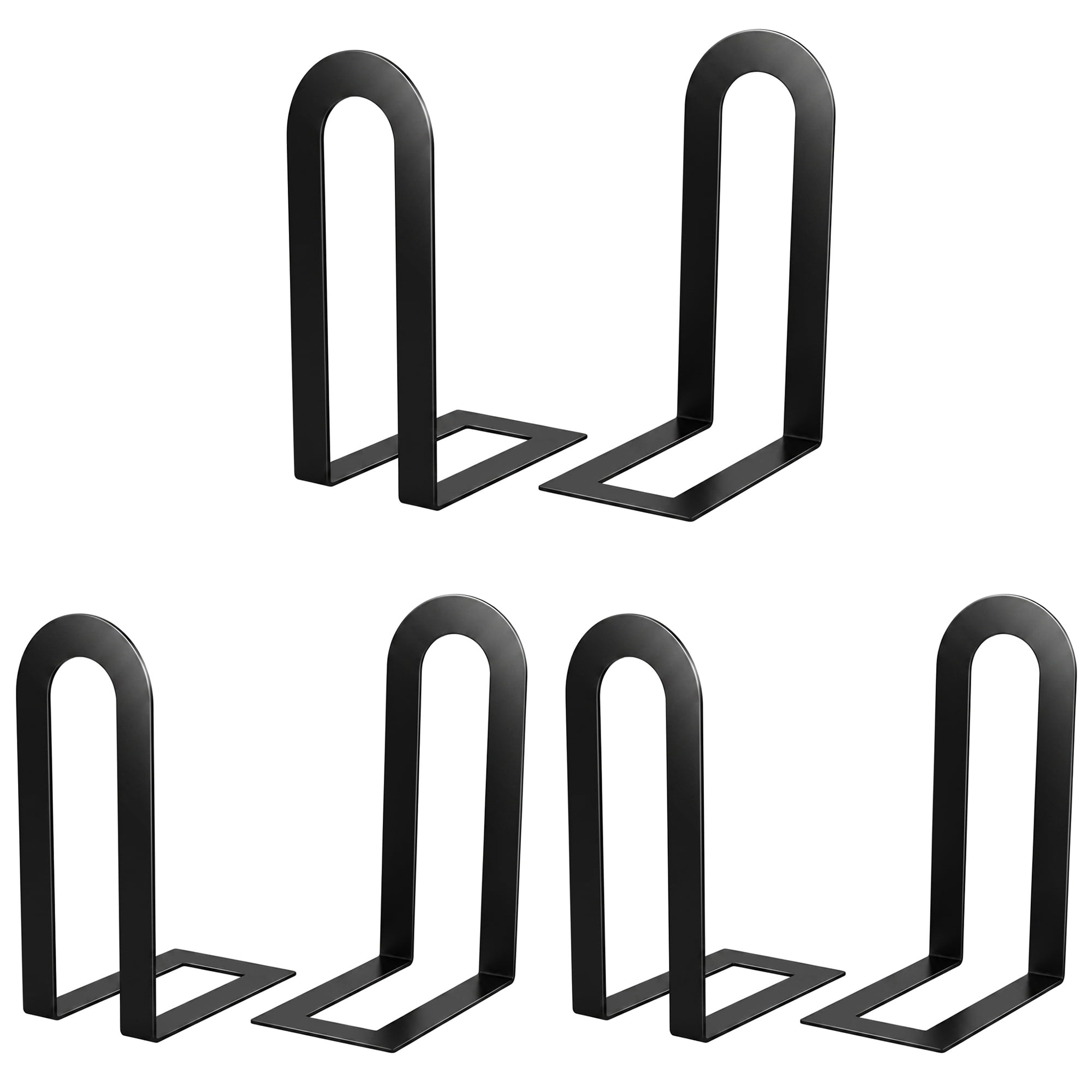 Unique Bargains Decorative Metal Bookends Compact Hollow Book Ends for Book Decor Black Square Bottom 5.5"x3.7"x2.2",6Pcs