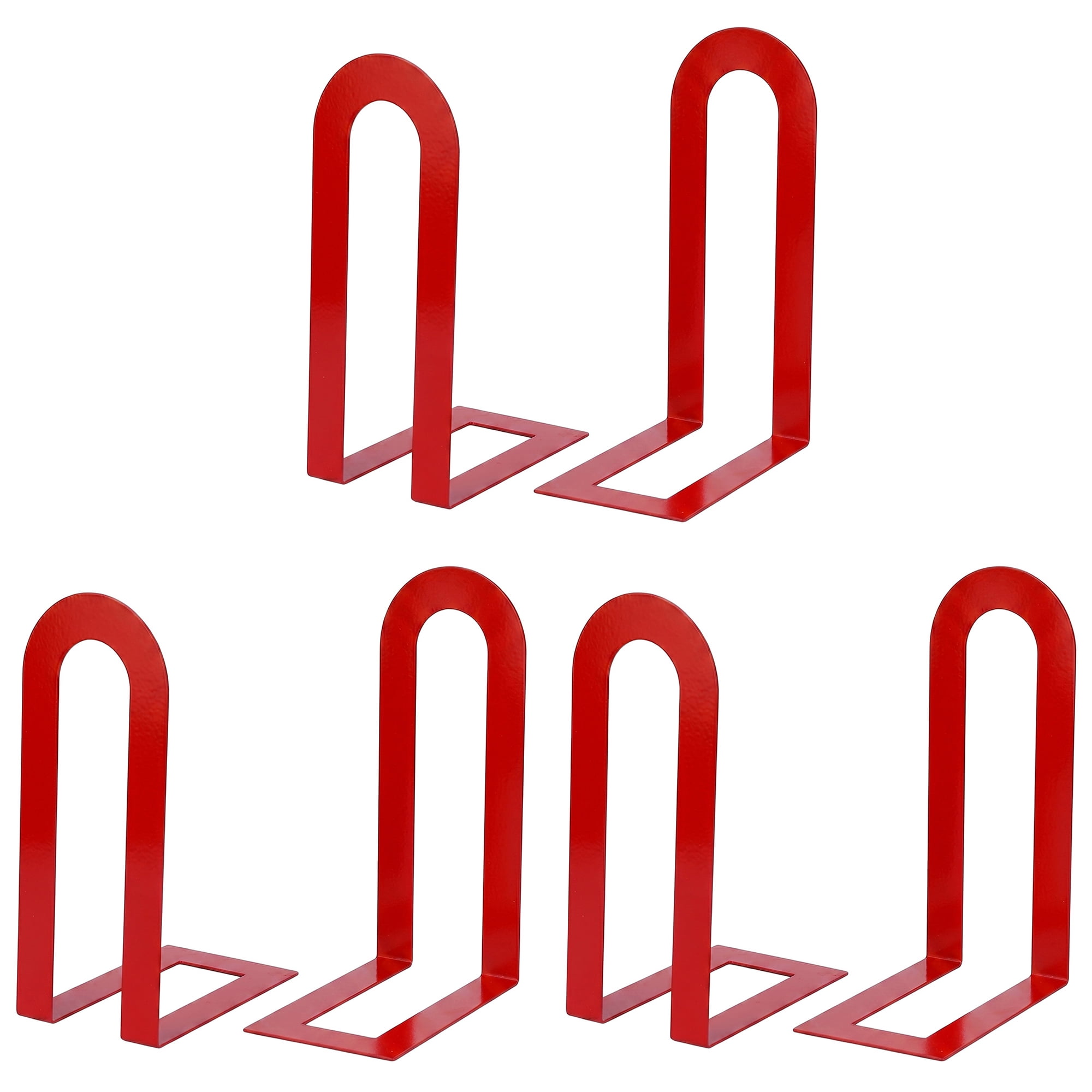 Unique Bargains Decorative Metal Bookends Compact Hollow Book Ends for Book Decor Red 5.5"x3.7"x2.2",6Pcs
