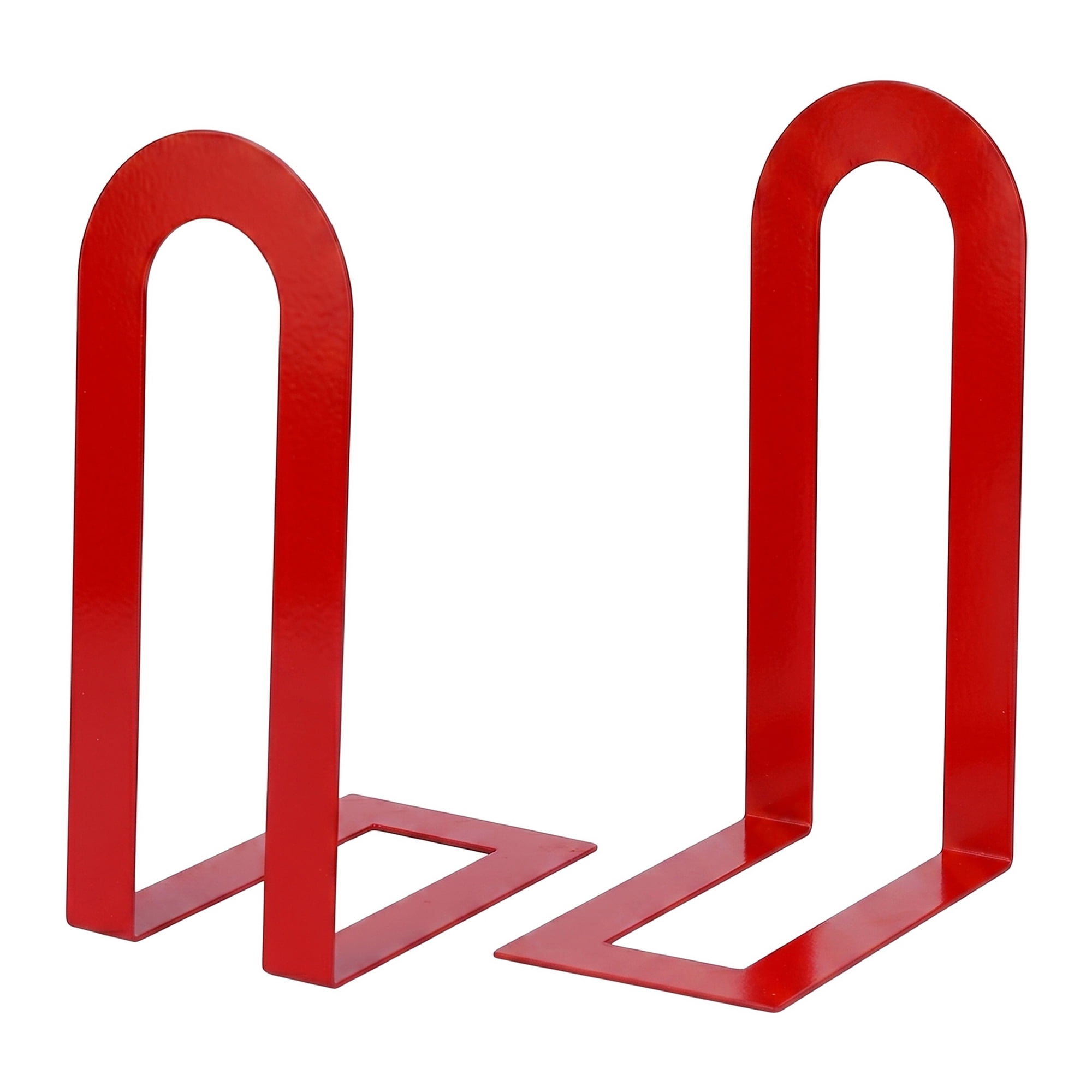 Unique Bargains Decorative Metal Bookends Compact Hollow Book Ends for Book Decor Red 5.5"x3.7"x2.2",2Pcs