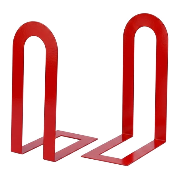 Unique Bargains Decorative Metal Bookends Compact Hollow Book Ends for Book Decor Red 5.5"x3.7"x2.2",2Pcs