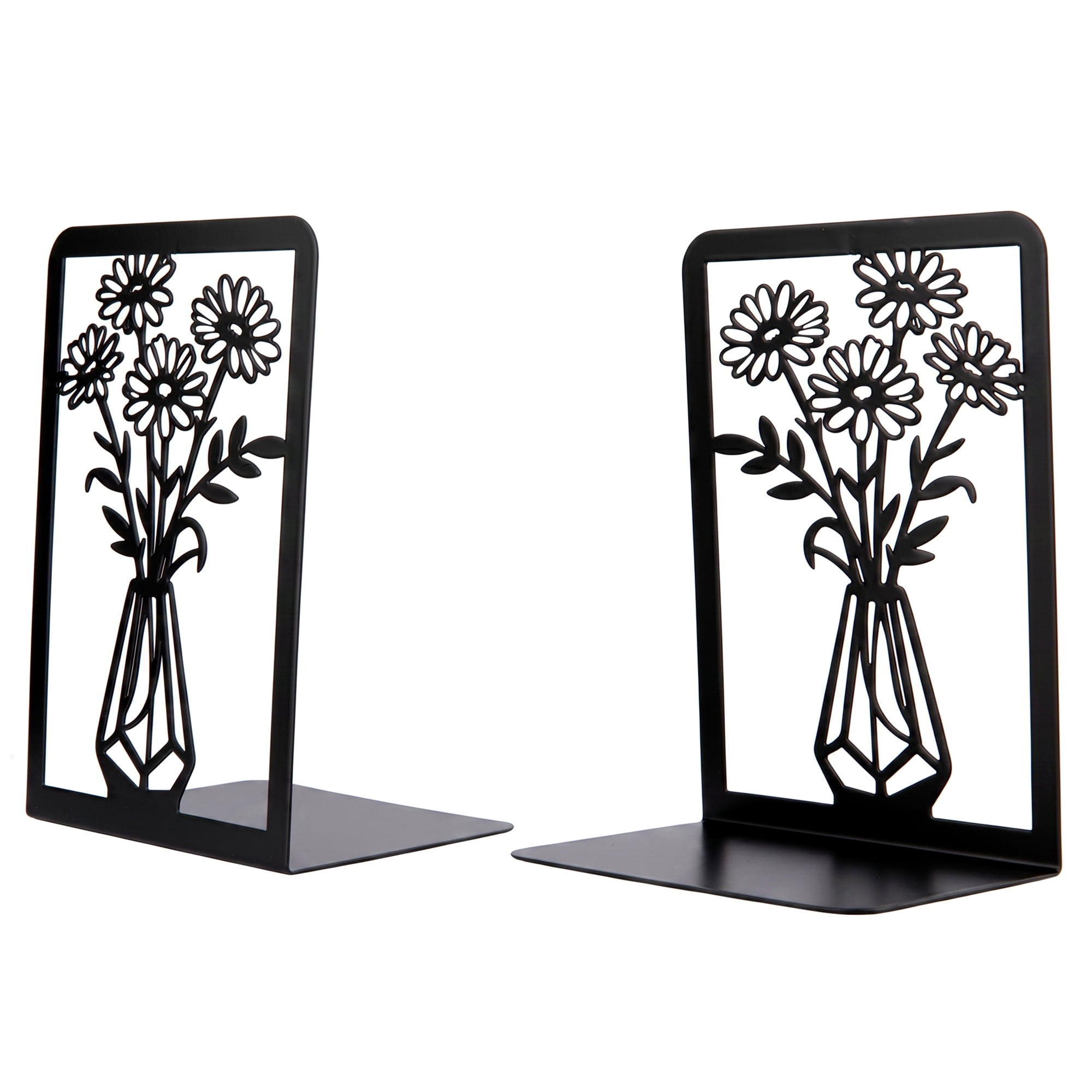Unique Bargains Metal Tree Design Book Ends for Shelves Black Plant StyleF 4.7"x3.5"x6.8"