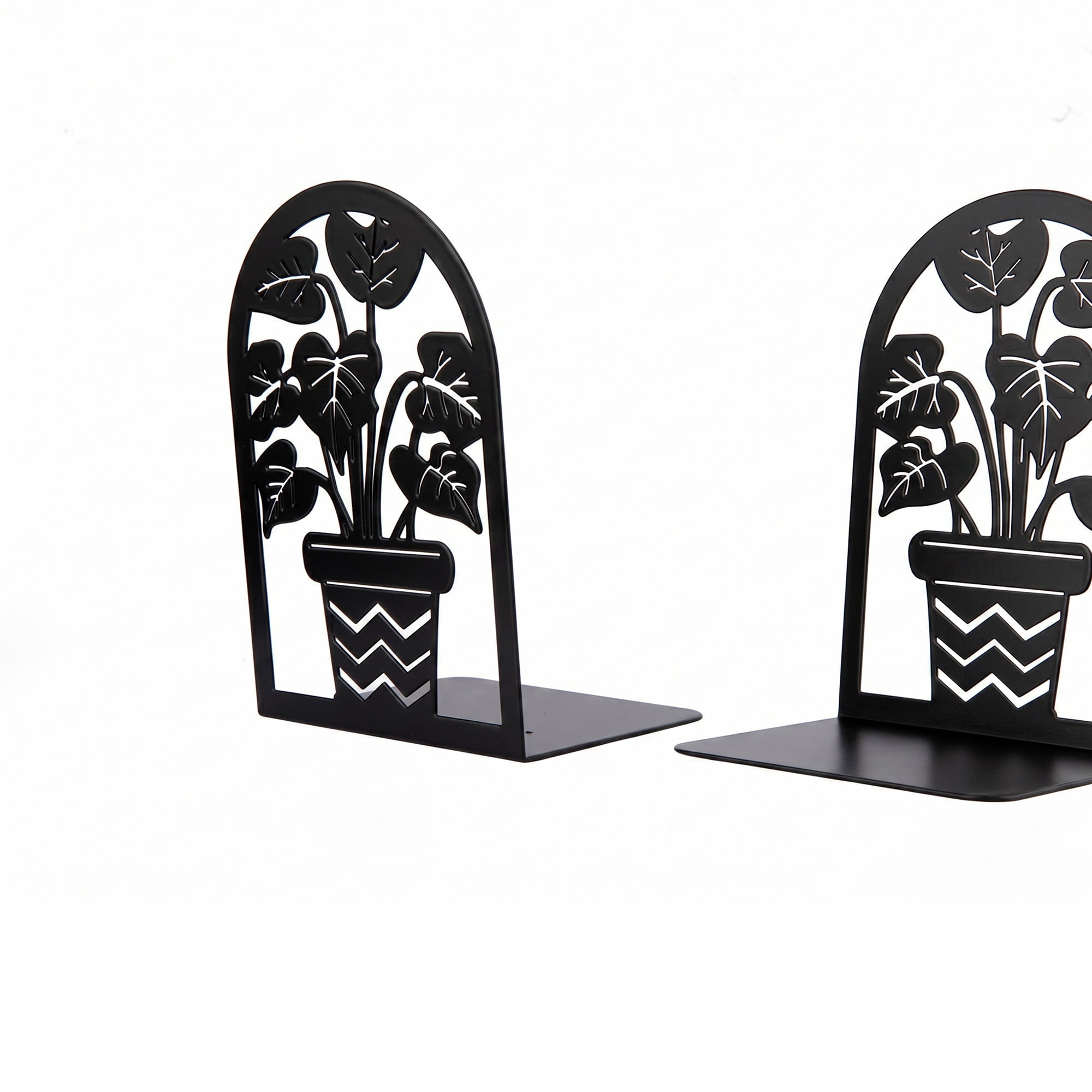 Unique Bargains Metal Tree Design Book Ends for Shelves Black Plant StyleG 4.7"x3.5"x6.8"