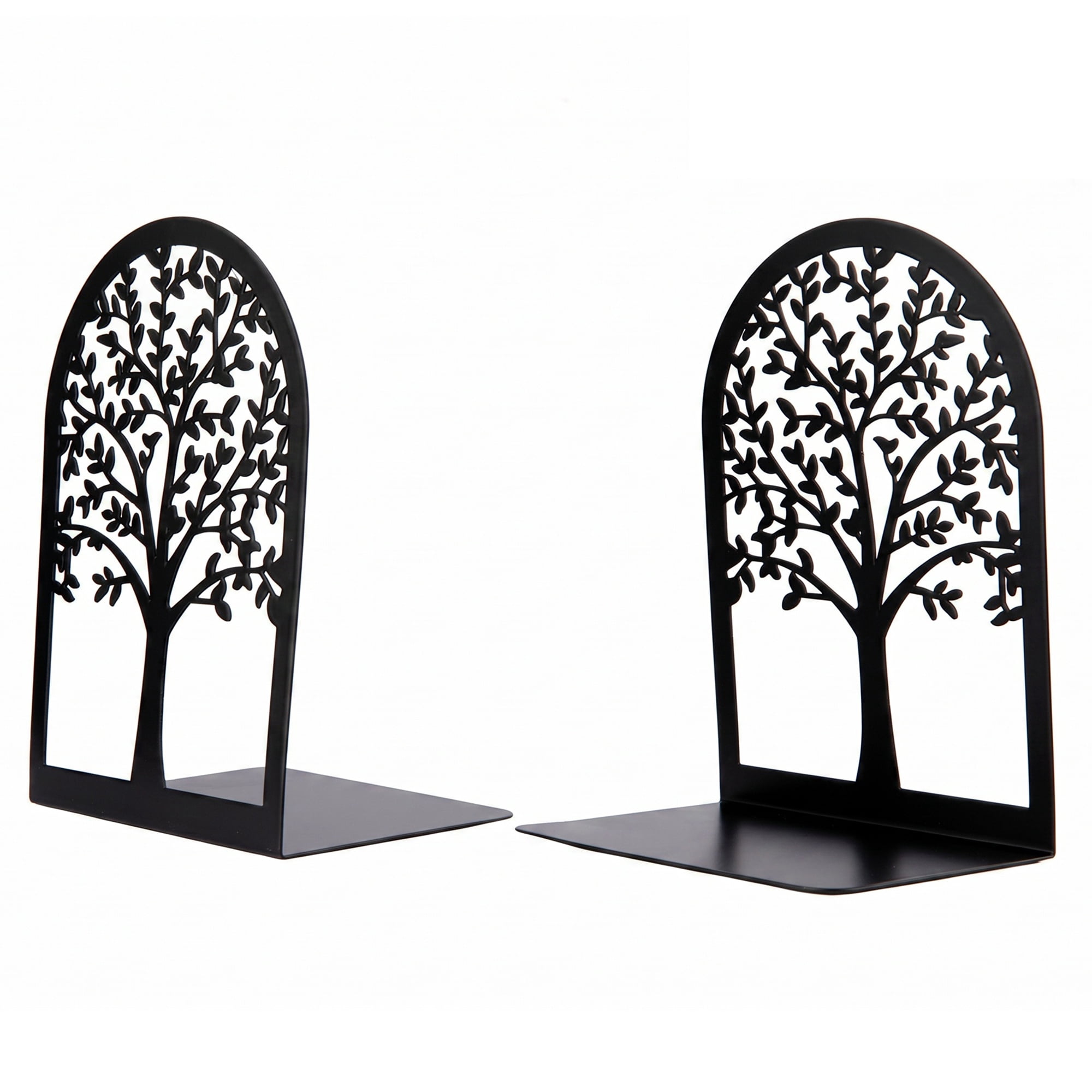 Unique Bargains Metal Tree Design Book Ends for Shelves Black Tree StyleD 4.7"x3.5"x7.1"