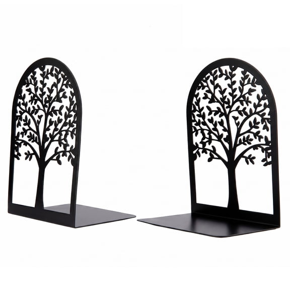 Unique Bargains Metal Tree Design Book Ends for Shelves Black Tree StyleD 4.7"x3.5"x7.1"
