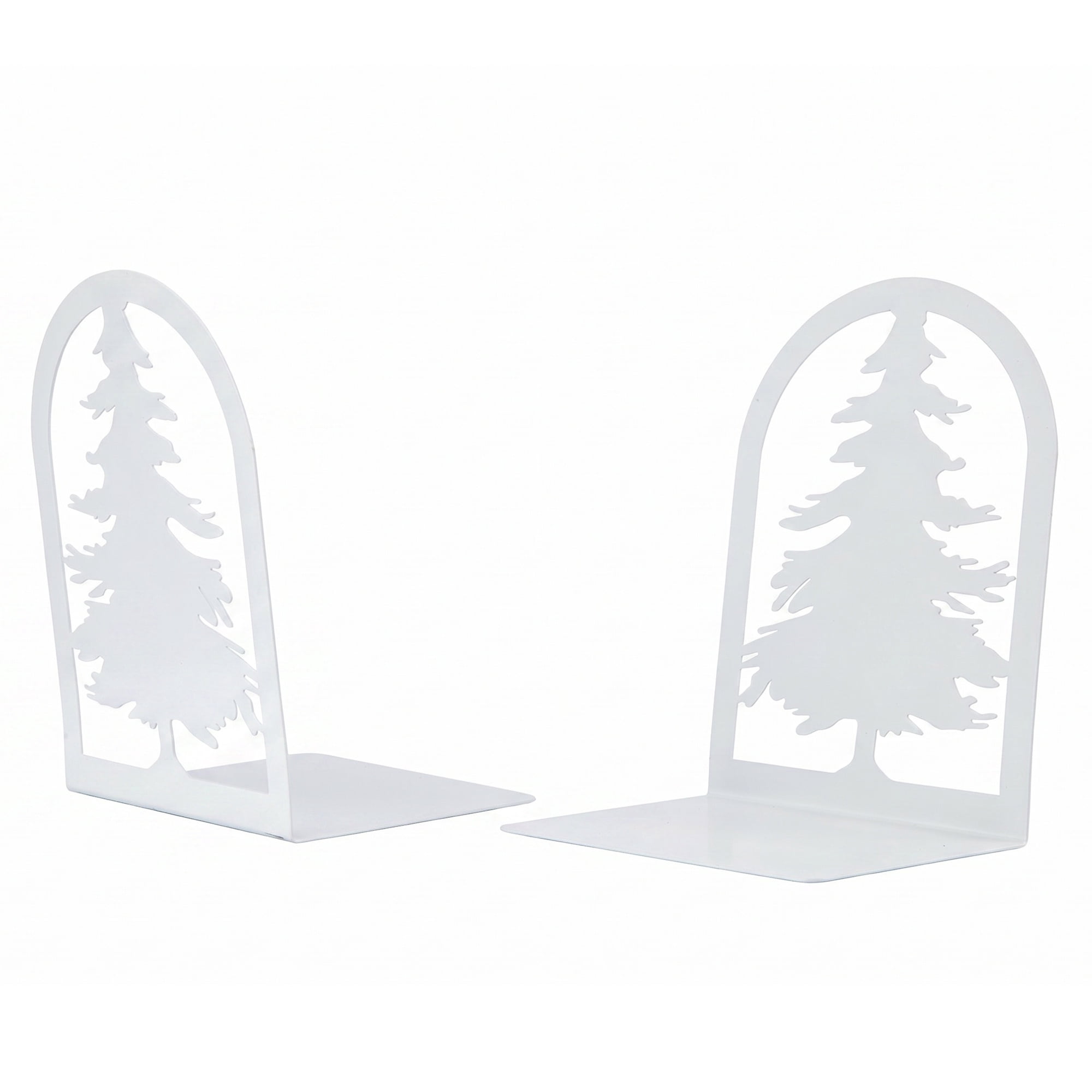Unique Bargains Metal Tree Design Book Ends for Shelves White Tree StyleC 4.7"x3.5"x7.1"