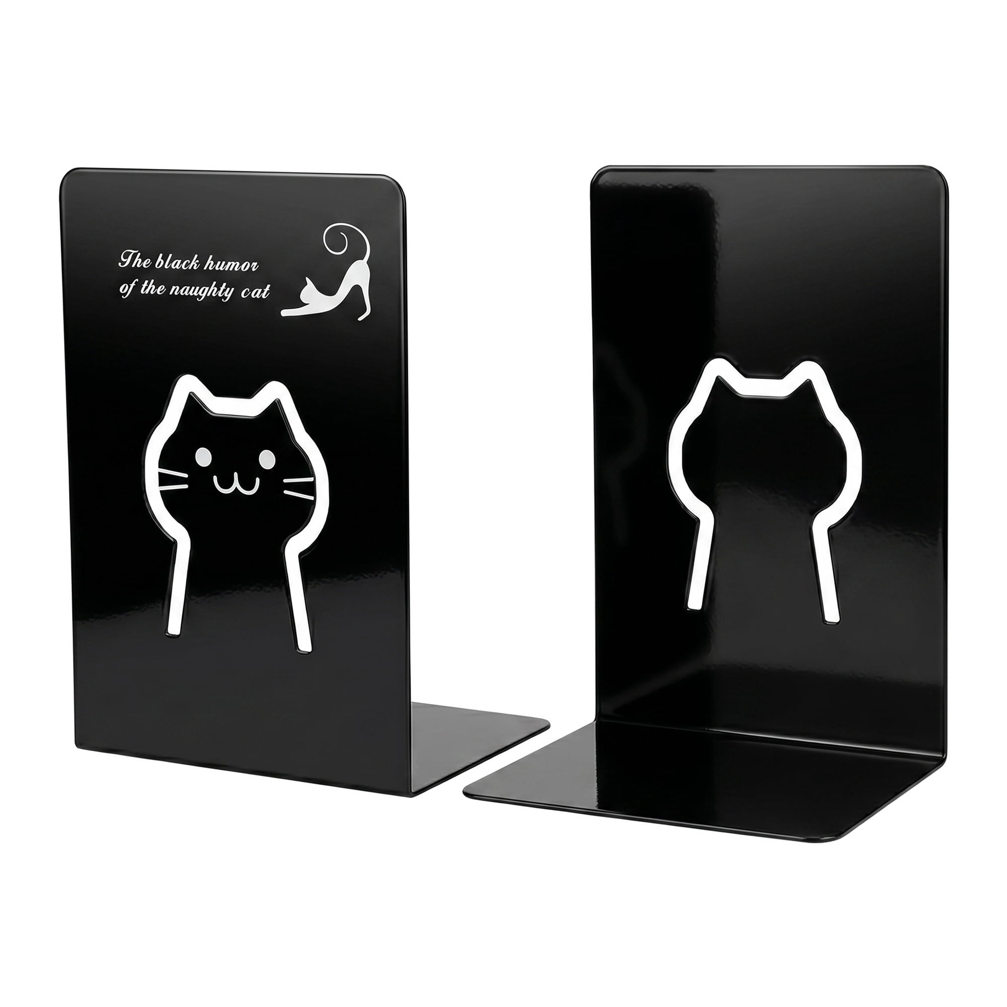 Unique Bargains Metal Bookends for Hollow-out Book Stopper Black 5.2"L x 4.1"W x 7.7"H