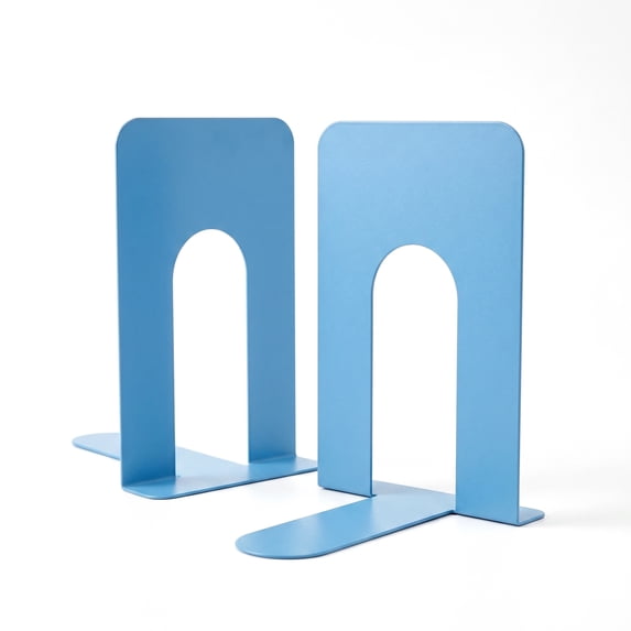 Unique Bargains Metal Bookends for Shelves Holder for Office Blue 6.5"L x 5.4"W x 8.3"H