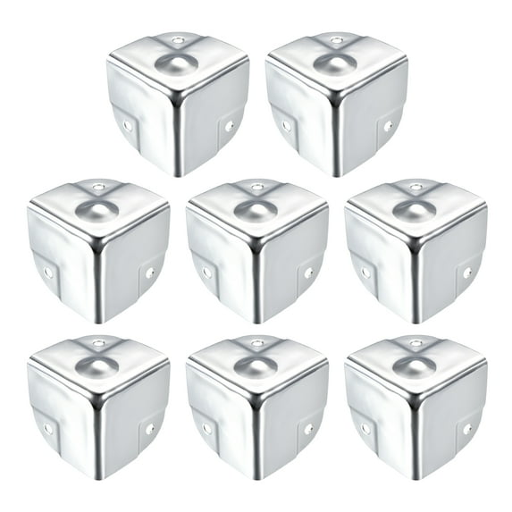 Unique Bargains Metal Box Corner Protectors Wooden Box Edge Guard Protector 40x40x40mm Silver Tone 8Pcs