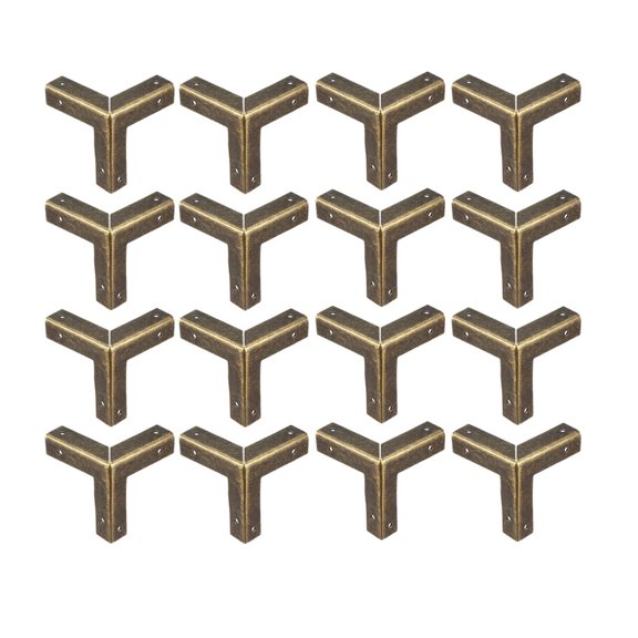 Unique Bargains Metal Box Corner Protectors Edge Guard Protector 33x33x33mm Bronze Tone 16Pcs