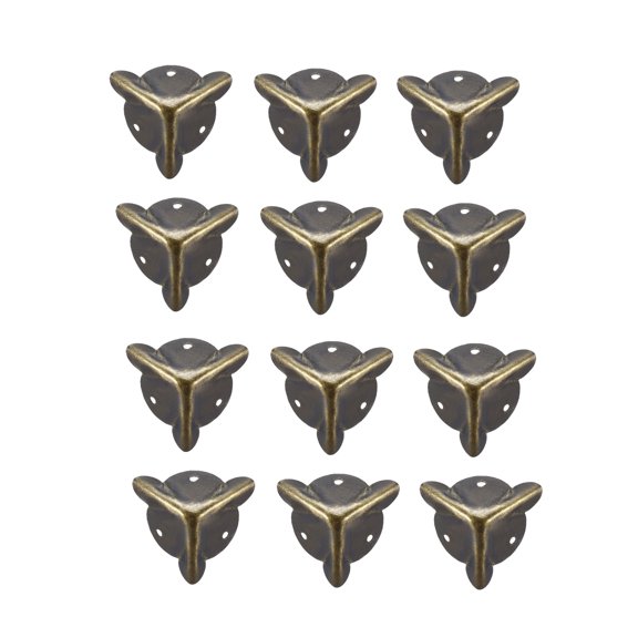 Unique Bargains Metal Box Corner Protectors Wooden Box Edge Guard Protector 18 x 18 x 18mm Bronze Tone 12Pcs