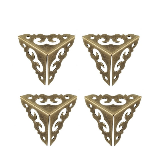 Unique Bargains Metal Box Corner Protectors Wooden Box Edge Guard Protector 20 x 20 x 20mm Bronze Tone 4Pcs