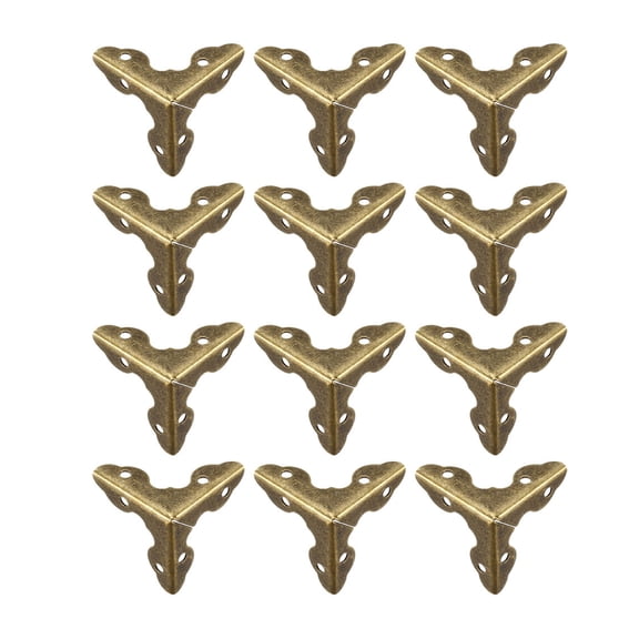 Unique Bargains Metal Box Corner Protectors Wooden Box Edge Guard Protector 20x20x20mm Bronze Tone 12Pcs