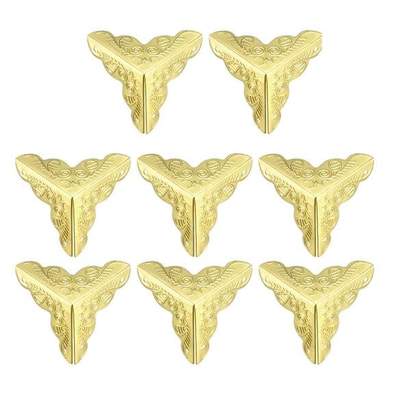 Unique Bargains Metal Box Corner Protectors Wooden Box Edge Guard Protector 25 X 25 X 25mm Gold Tone 8Pcs