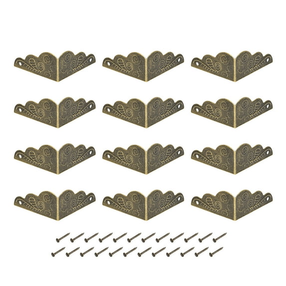 Unique Bargains Metal Box Corner Protectors Wooden Box Edge Guard Protector 27 x 27 x 13mm Bronze Tone 12Pcs