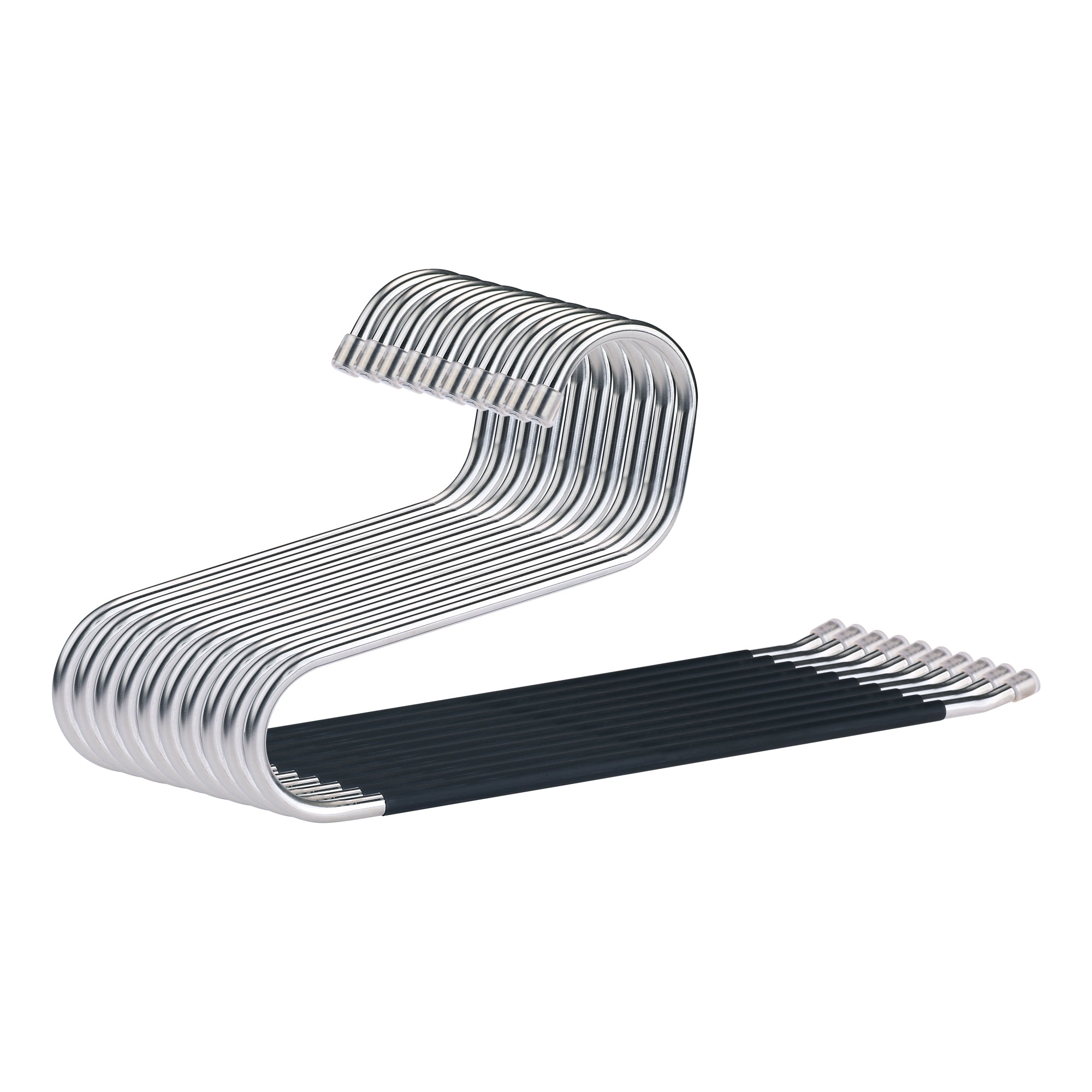 Unique Bargains Metal Clothes Hangers Open Ended Non Slip Hangers 10 Pcs Black