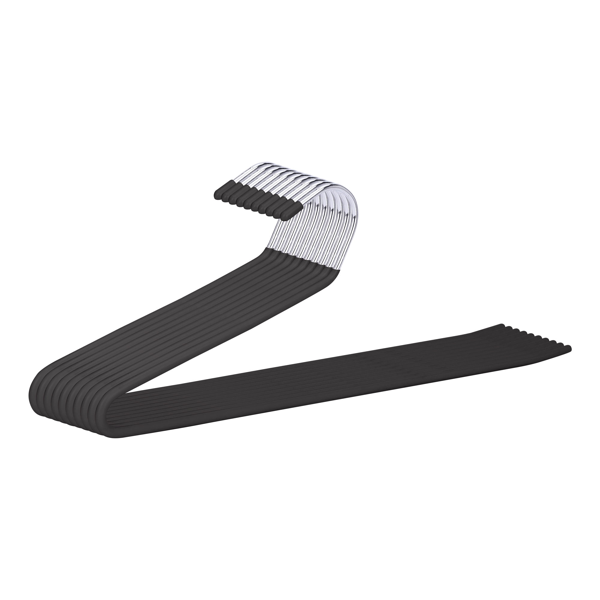 Unique Bargains Metal Clothes Hangers Open-Ended Non-Slip Hangers 10 Pcs Black