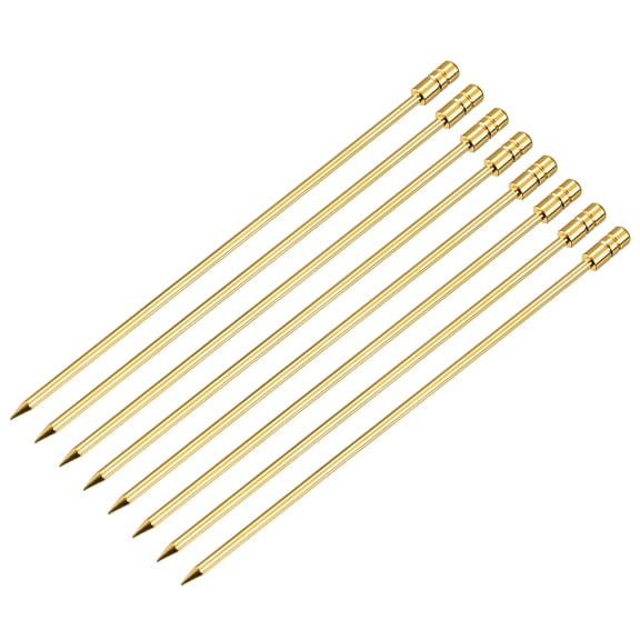 Unique Bargains Metal Cocktail Picks 8Pcs, Reusable Stainless Steel Cocktail Toothpick Cylinder Shape for Drinks,  Fruits  Gold