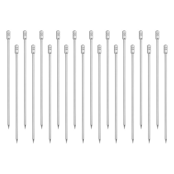 Unique Bargains Metal Cocktail Toothpicks Cylinder Drink Picks Cocktail Skewers 20Pack (Silver)