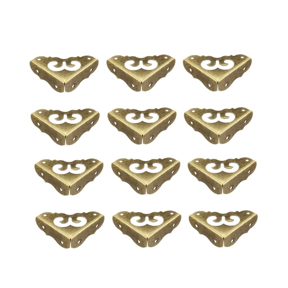 Unique Bargains Metal Desk Corner Protectors Table Edge Cover Guard 31x31x11mm Bronze Tone 12Pcs