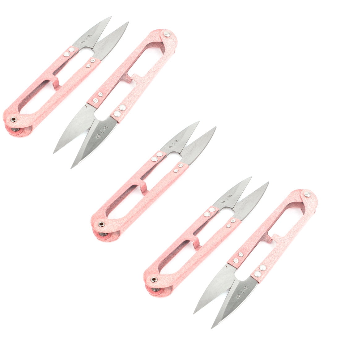 Unique Bargains Metal Grip Fishing Line Cross Stitch Craft Yarn Scissors Thread Cutter Pink 5Pcs