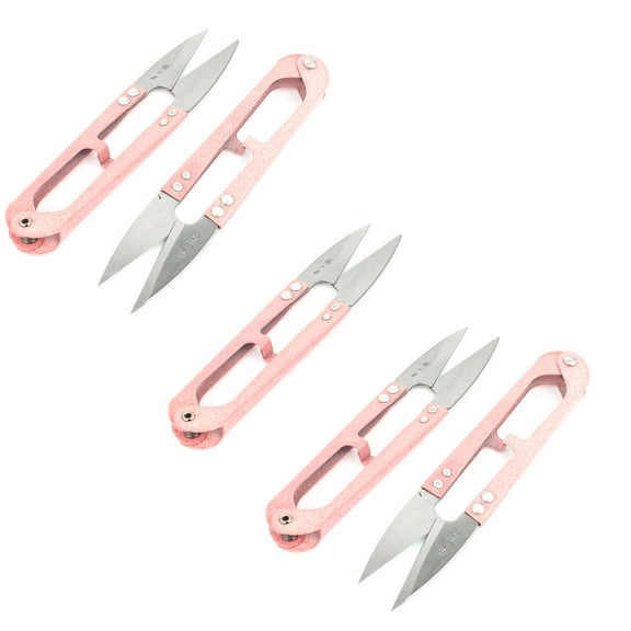 Unique Bargains Metal Grip Fishing Line Cross Stitch Craft Yarn Scissors Thread Cutter Pink 5Pcs