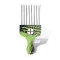 thumbnail image 1 of Unique Bargains Metal Hair Pick Hair Picks for Women Hair Picks for Curly Hair Afro Pick Off-Road Pattern Hair Styling Pick Comb for Women Men Green Black, 1 of 7