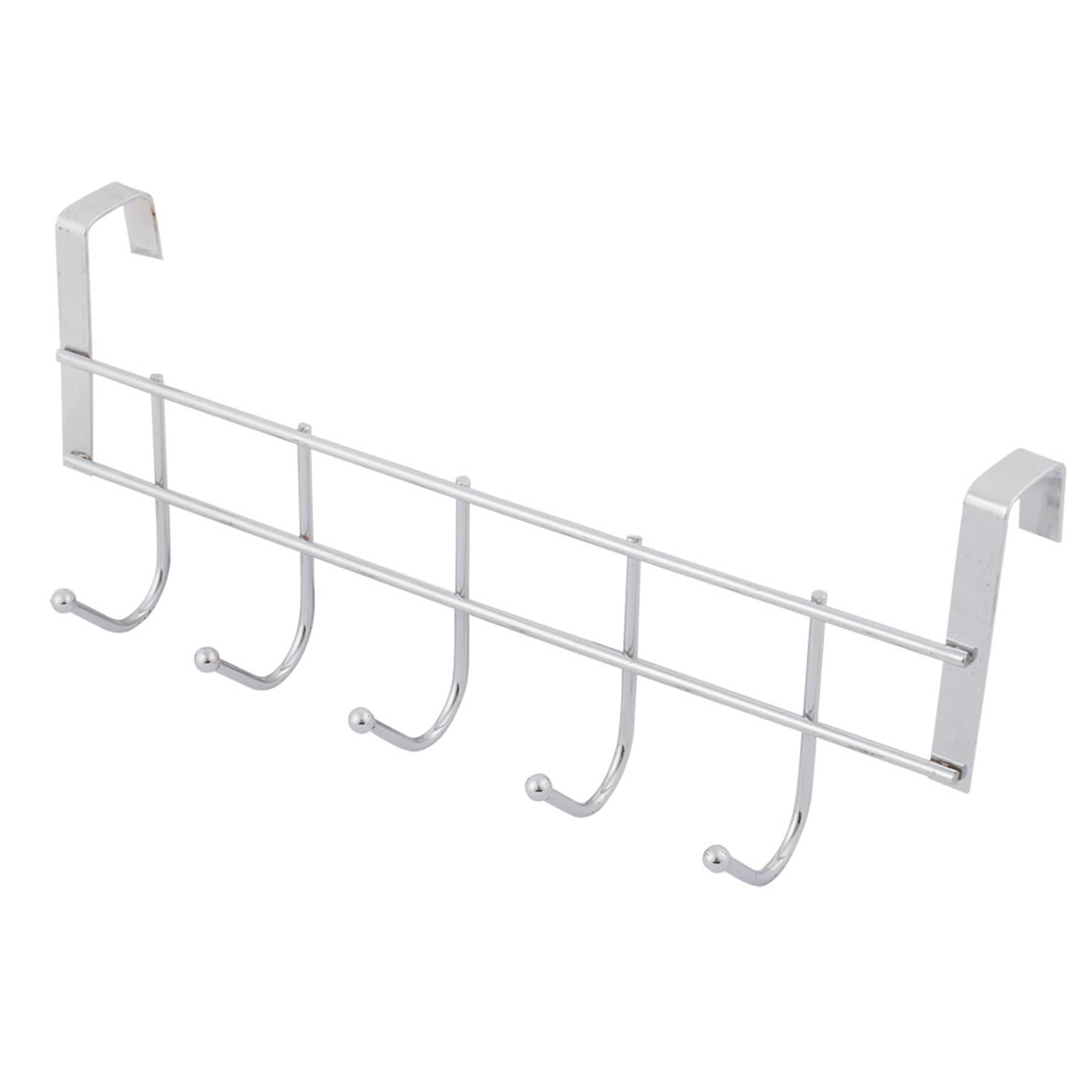Unique Bargains Metal Household Bathroom 5 Hooks Towel Clothing Belt Hanger Hook Silver