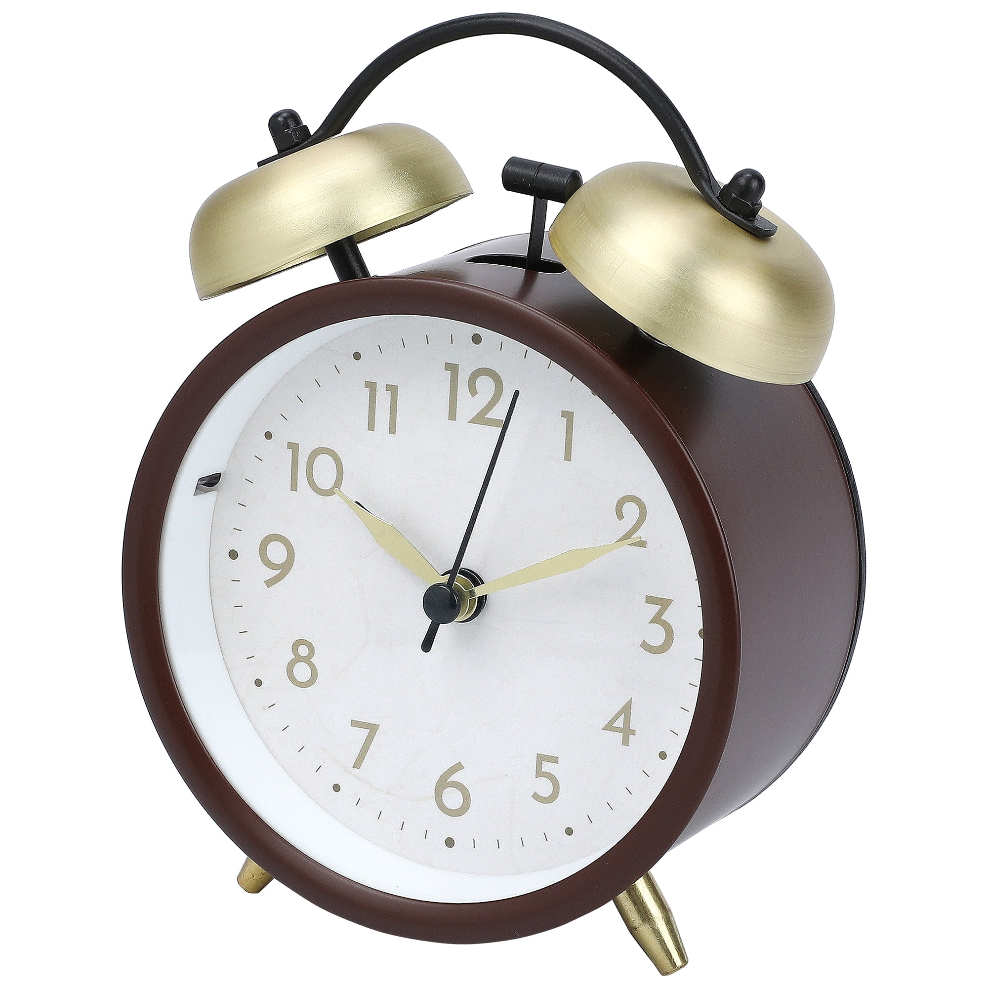 Unique Bargains Metal Minimalist Style Alarm Clock Dark Brown 3.8"L x 2.2"W x 5.3"H