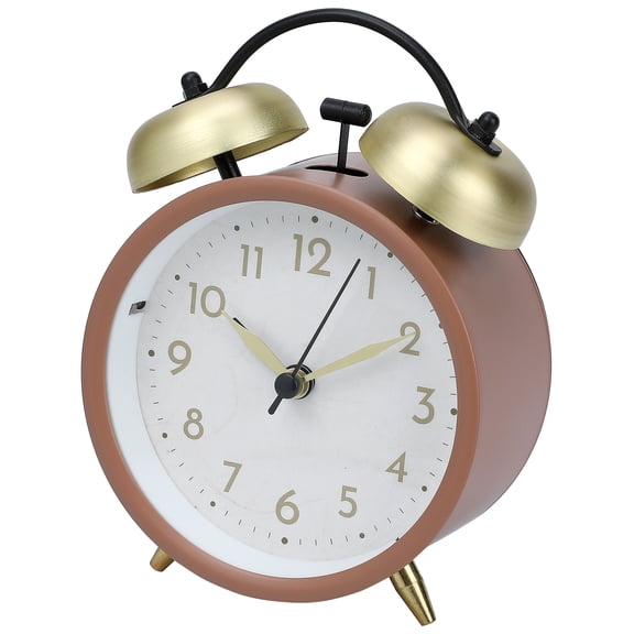 Unique Bargains Metal Minimalist Style Alarm Clock Light Brown 3.8"L x 2.2"W x 5.3"H