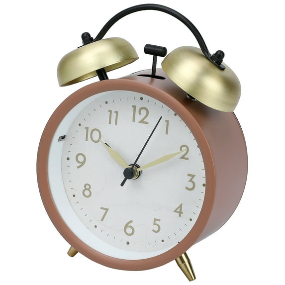 Unique Bargains Metal Minimalist Style Alarm Clock Light Brown 3.8"L x 2.2"W x 5.3"H
