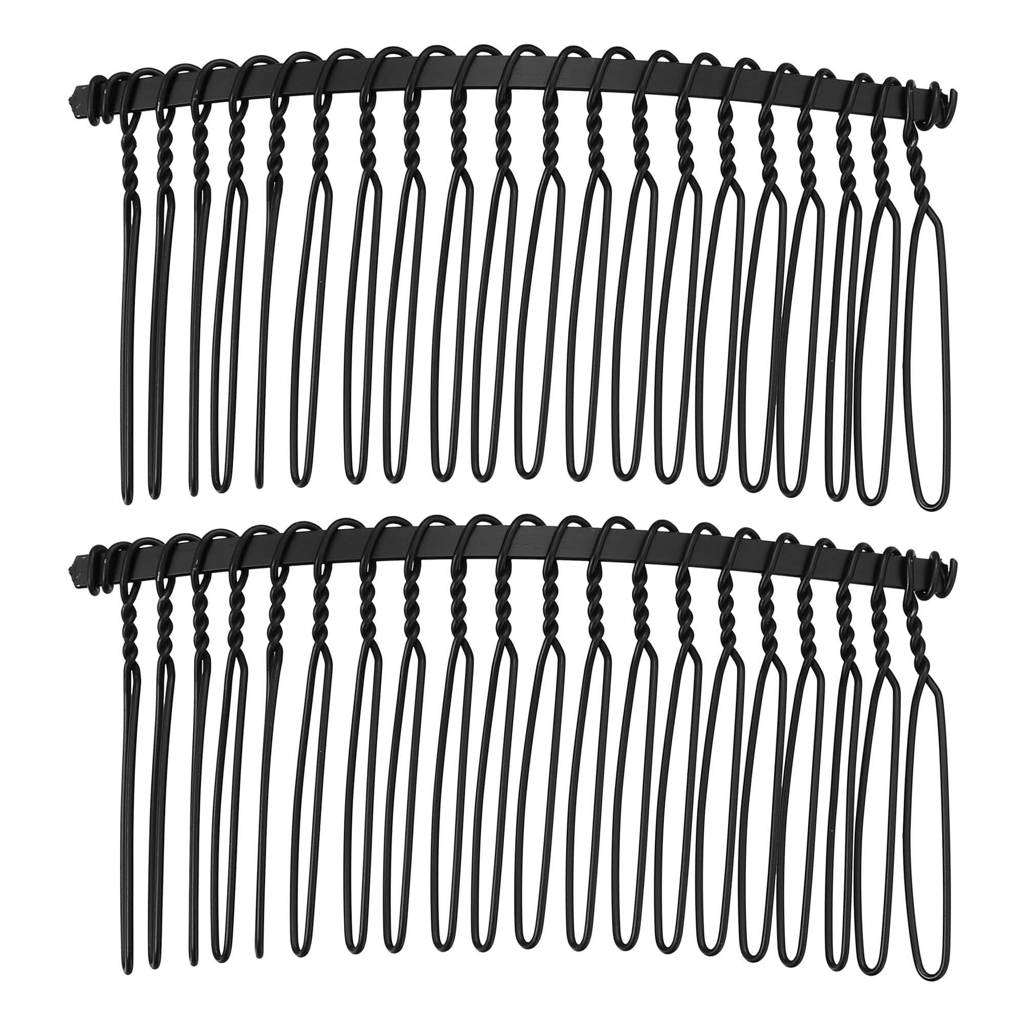 Unique Bargains Metal No Slip Hair Side Combs with Gold Tone Finish Black 2 Pcs